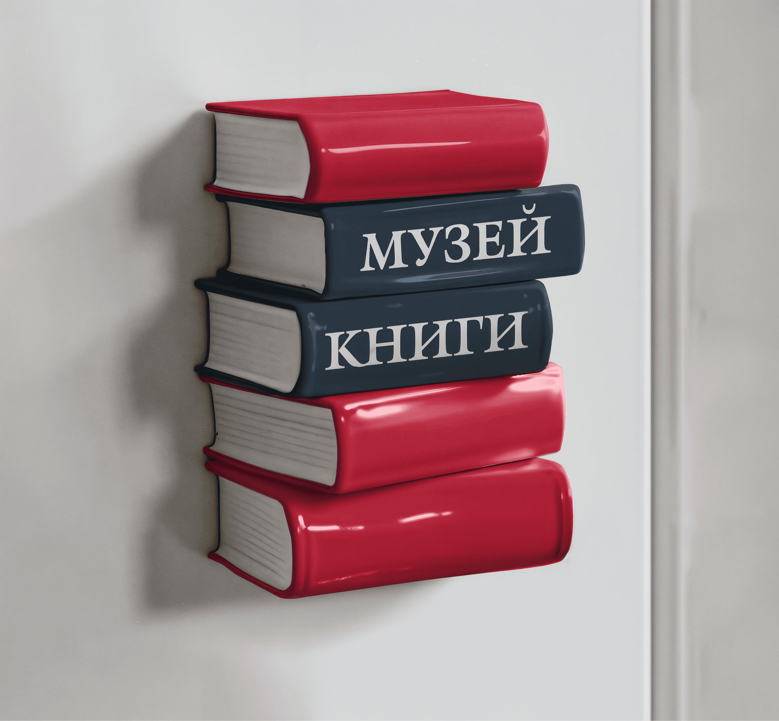 Дизайн инсталляции из книг в фирменных цветах